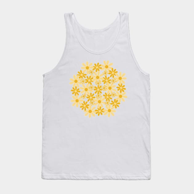 Golden Flower Circle (white background) Tank Top by elrathia